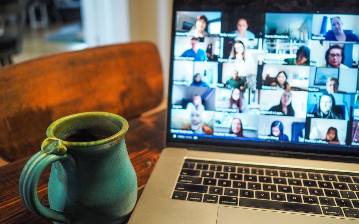 A webinar in progress on a laptop